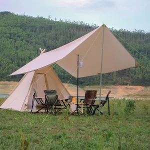 GeRRiT Pyramid Tent Tipi Indian Tent with Sun Shelter 3-4 People Family Tent Outdoor Camping Cotton Tent Luxury Yurt Tent for Mountaineering Hiking Camping