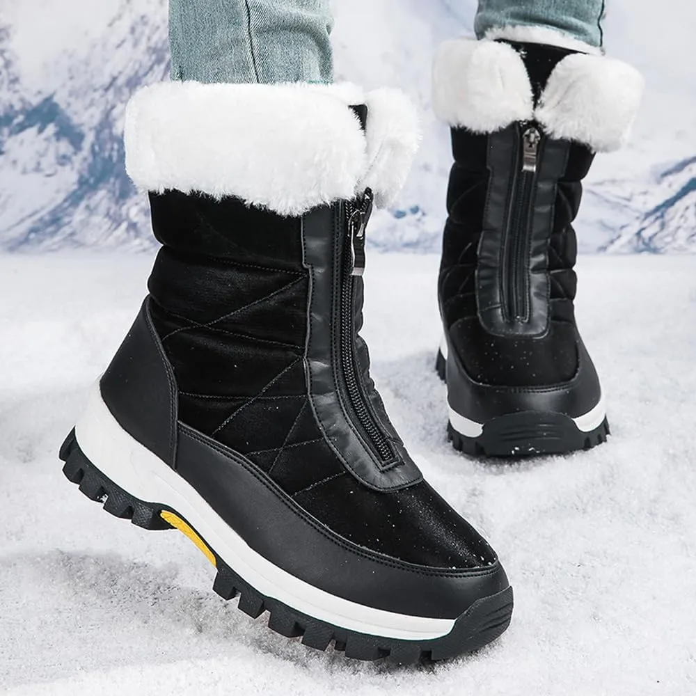 GEXECEUSS Womens Comfortable Snow Boots for Walking: Anti-Slip Mid-Calf Winter Boots - Durable Faux Fur Lined Booties for Women