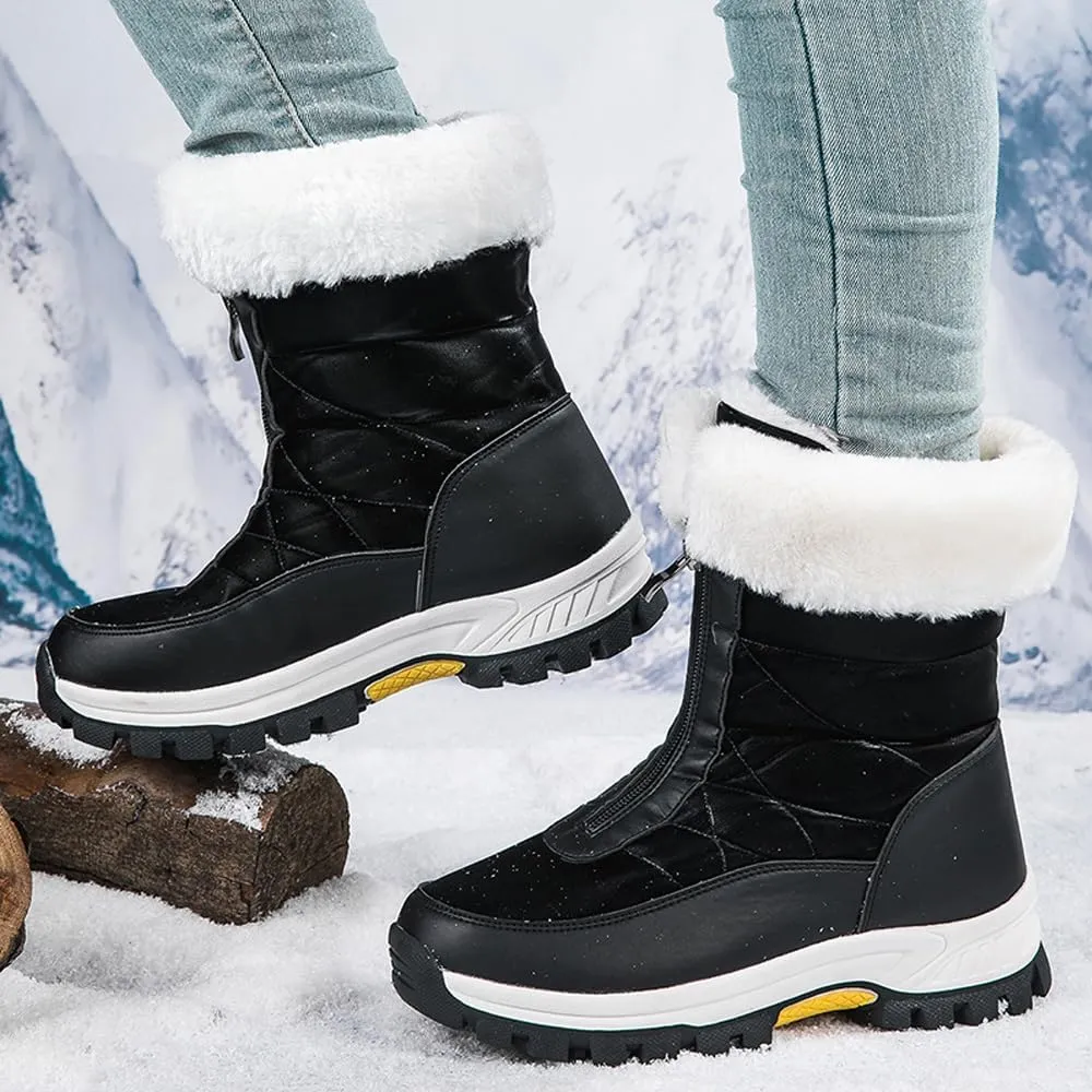 GEXECEUSS Womens Comfortable Snow Boots for Walking: Anti-Slip Mid-Calf Winter Boots - Durable Faux Fur Lined Booties for Women