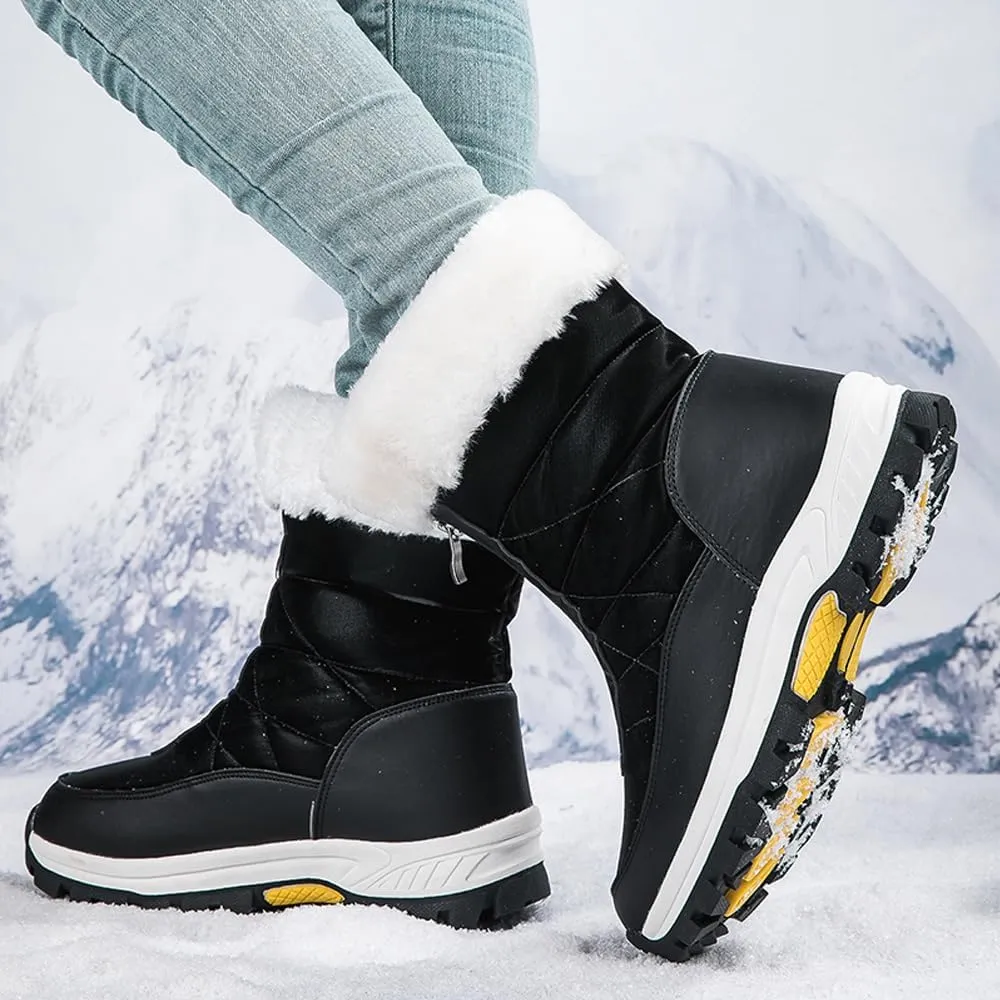 GEXECEUSS Womens Comfortable Snow Boots for Walking: Anti-Slip Mid-Calf Winter Boots - Durable Faux Fur Lined Booties for Women