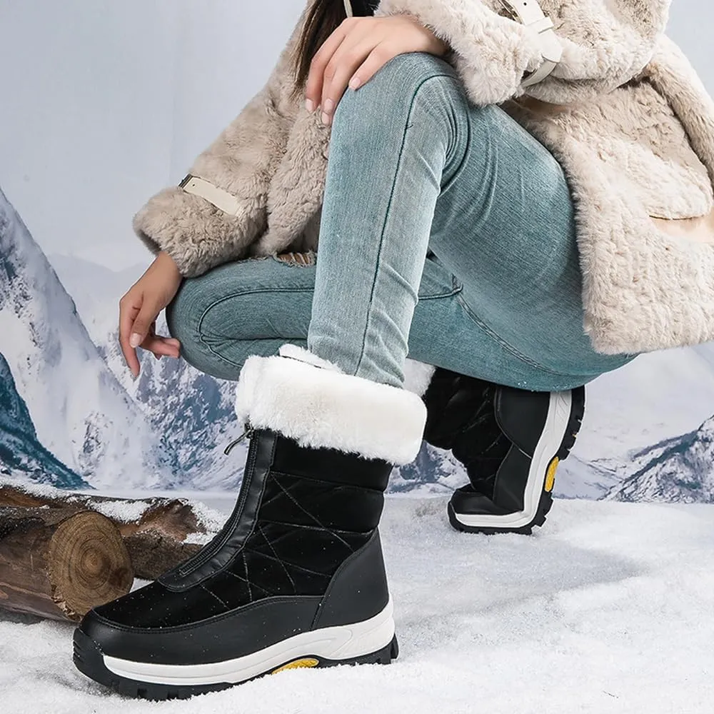 GEXECEUSS Womens Comfortable Snow Boots for Walking: Anti-Slip Mid-Calf Winter Boots - Durable Faux Fur Lined Booties for Women