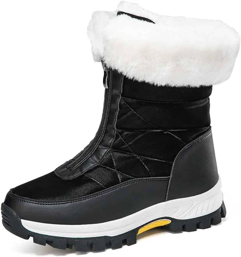 GEXECEUSS Womens Comfortable Snow Boots for Walking: Anti-Slip Mid-Calf Winter Boots - Durable Faux Fur Lined Booties for Women