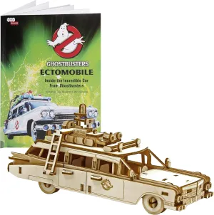 Ghostbusters Ectomobile 3D Wood Puzzle & Model Figure Kit (137 Pcs) - Build & Paint a 3-D Movie Ecto 1 Car Toy - No Glue or Tools Required - Gift for Kids, Teens, Adults, Father's Day - 12 
