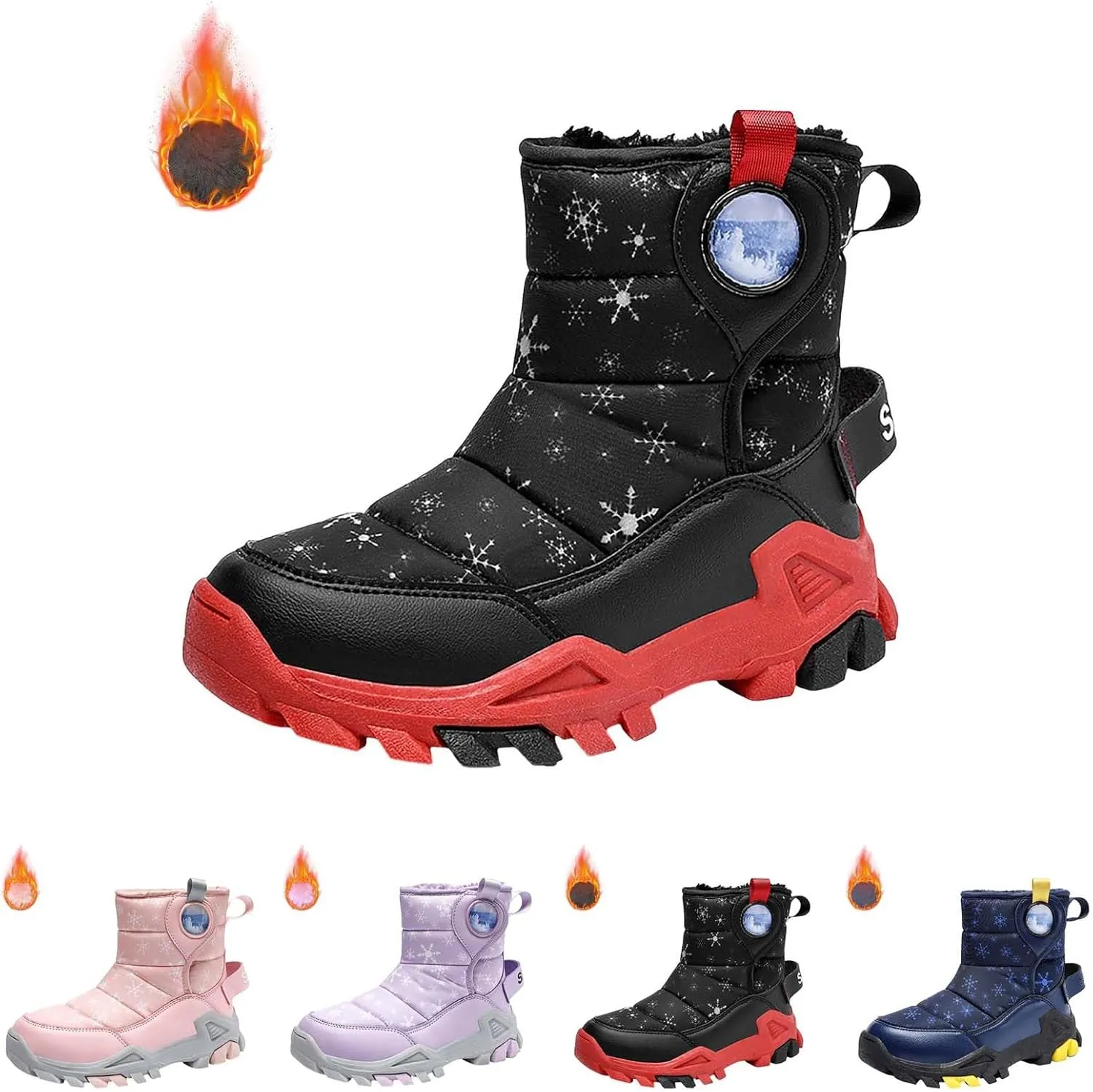 Girls Boys Snow Boots Outdoor Warm Comfortable Non Slip Mid Calf Padded Small Big Kids Winter Shoes Big Dark Girls Boots