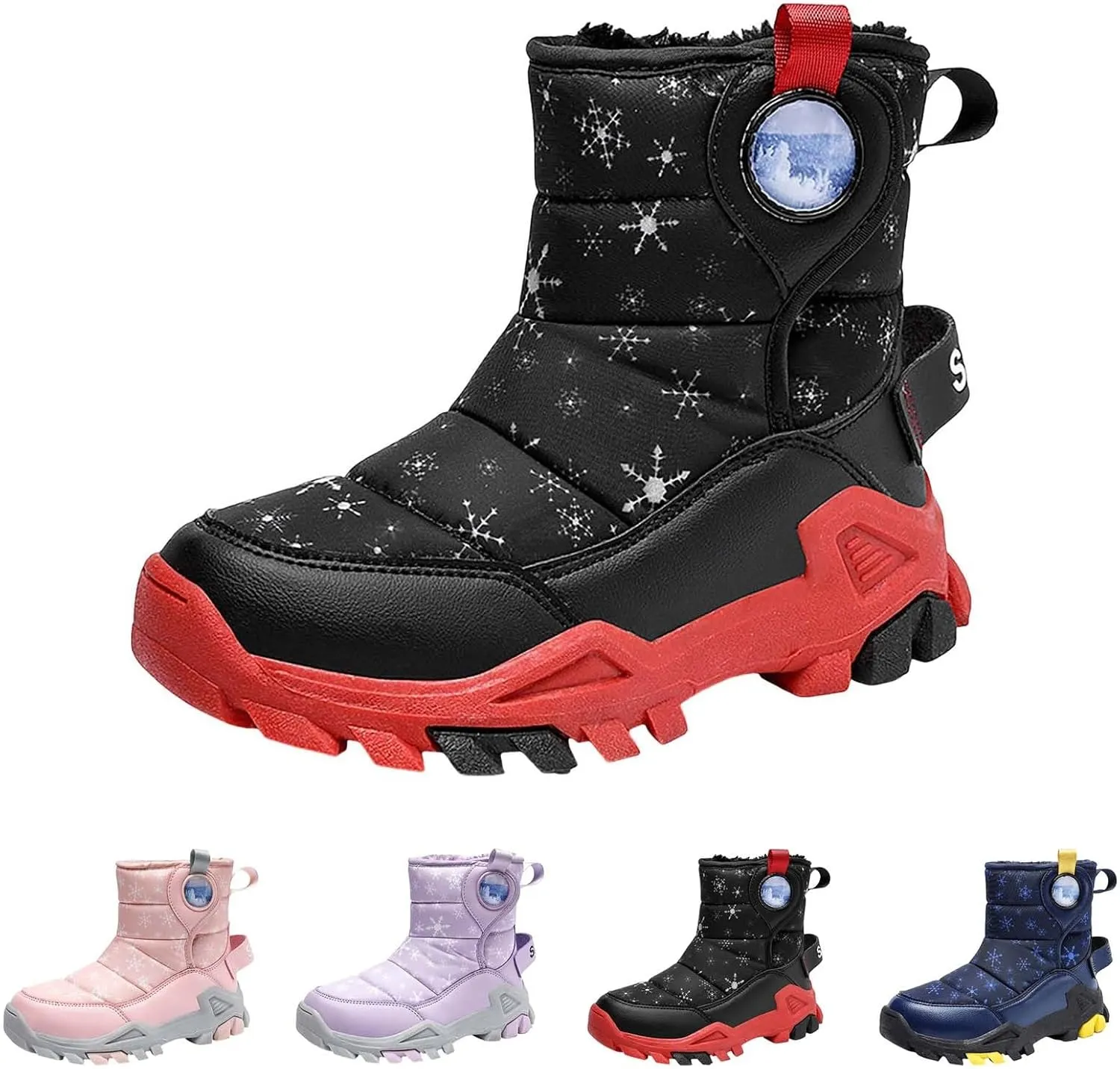 Girls Boys Snow Boots Outdoor Warm Comfortable Non Slip Mid Calf Padded Small Big Kids Winter Shoes Big Dark Girls Boots