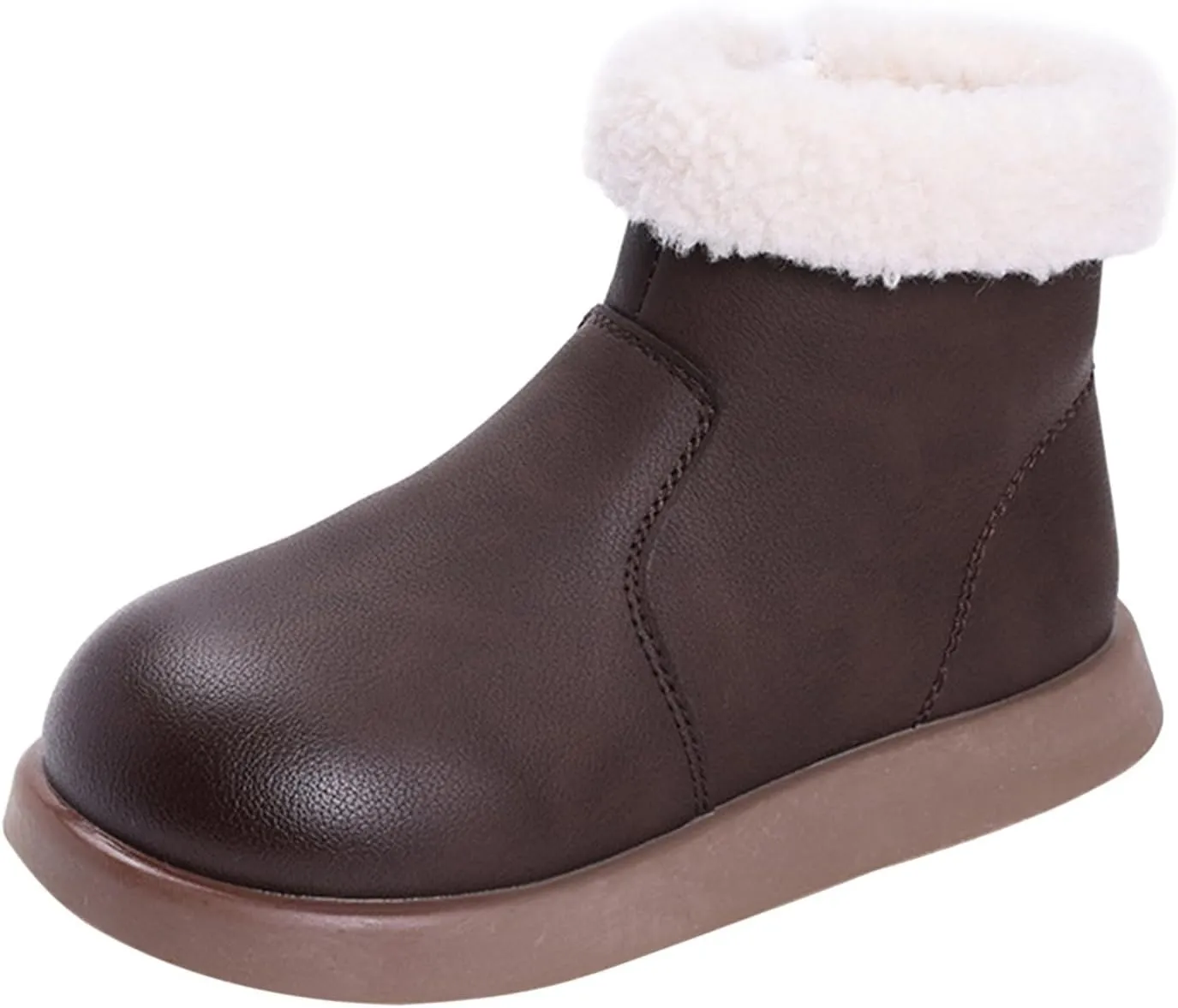 Girls Fuzzy Warm Short Boots with Furry Faux F𝘂r 𝗟ining Winter Thick Bootie Shoes for Toddler Shoes Lightweight