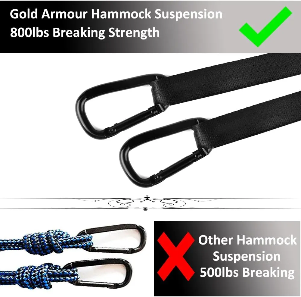 Gold Armour Camping Hammock - Portable Hammock Single Hammock Camping Accessories Gear for Outdoor Indoor Adult Kids, USA Based Brand (Seafoam)