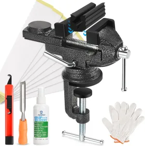 Golf Grip Kit for Regripping Golf Clubs, Portable Table Vise Rubber Clamp for Golf Grip Removal Tool with Solvent, Golf Club Regripping Kit
