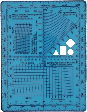 GPS Plotting Protractor for Military map Marking, Angle Measurements and GPS Accurate map Plotting for Outdoor Navigation, Hiking, Orienteering and Survival.