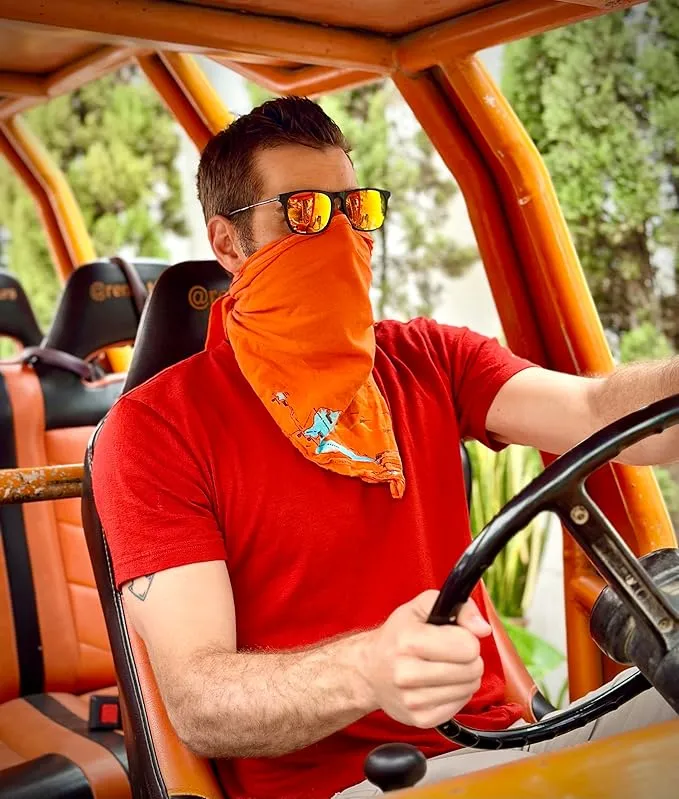 Grand Canyon National Park Map Survival Bandana - Ultra-Light Emergency Navigation Scarf - Lightweight Signal Blaze Orange Lightweight Hiking Camping