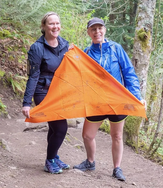Grand Canyon National Park Map Survival Bandana - Ultra-Light Emergency Navigation Scarf - Lightweight Signal Blaze Orange Lightweight Hiking Camping