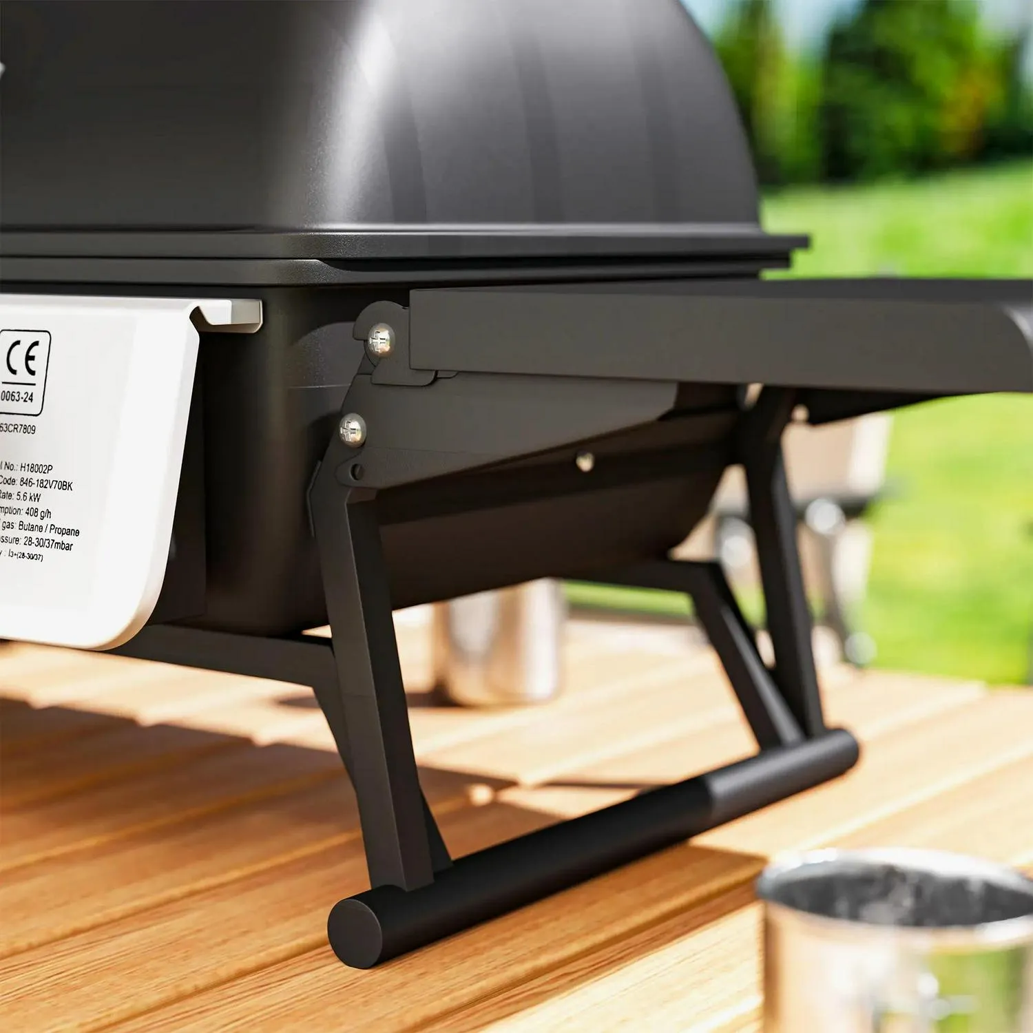 Grease Burner Tables, Tray For Grill Party Built-in Cooking Garden Portable Foldable Black Barbecue BBQ 5.6KW, 2 Premium finish Thermometer, With Lid, Picnic Gas Client satisfaction Camping Outdoor Outsunny Tabletop Side