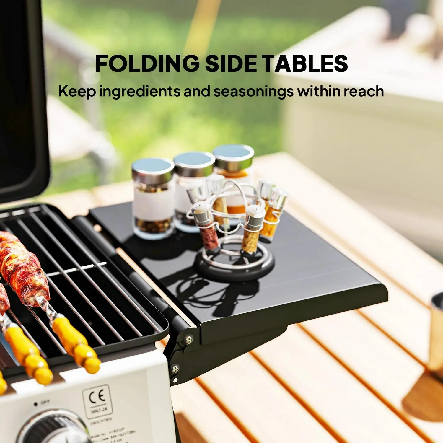 Grease Burner Tables, Tray For Grill Party Built-in Cooking Garden Portable Foldable Black Barbecue BBQ 5.6KW, 2 Premium finish Thermometer, With Lid, Picnic Gas Client satisfaction Camping Outdoor Outsunny Tabletop Side