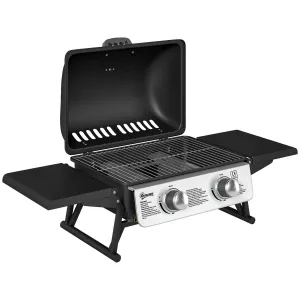 Grease Burner Tables, Tray For Grill Party Built-in Cooking Garden Portable Foldable Black Barbecue BBQ 5.6KW, 2 Premium finish Thermometer, With Lid, Picnic Gas Client satisfaction Camping Outdoor Outsunny Tabletop Side