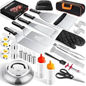 Griddle Accessories Kit for Blackstone and Camp Chef, 45 PCS Upgraded Flat Top Grill Accessories, Household Griddle Spatula Set with Enlarged Spatulas, Basting Cover, Scraper, for Outdoor