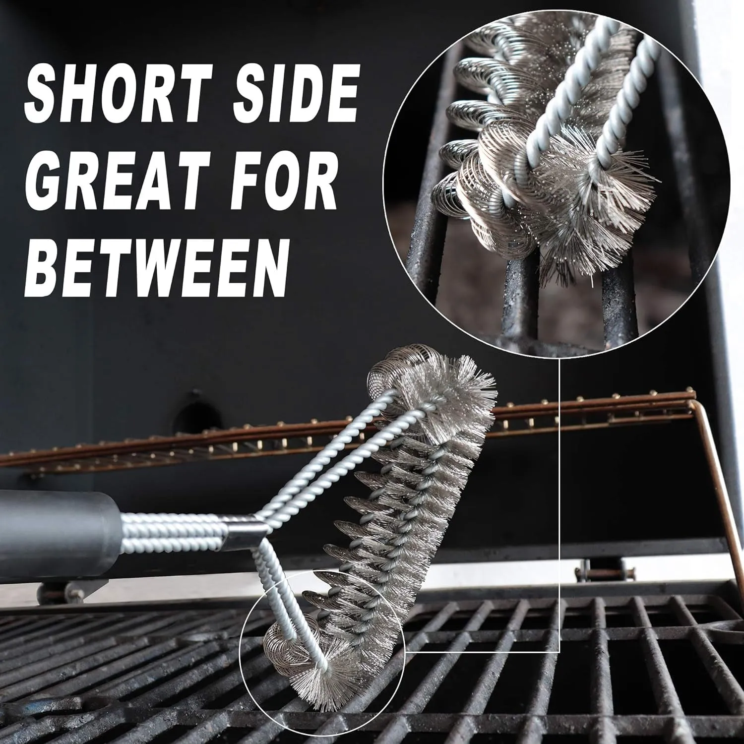 Grill Brush Bristle Free & Wire Combined BBQ Brush - Safe & Efficient Grill Cleaning Brush- 17" Grill Cleaner Brush for Gas/Porcelain/Charbroil Grates - BBQ Accessories Gifts for Men