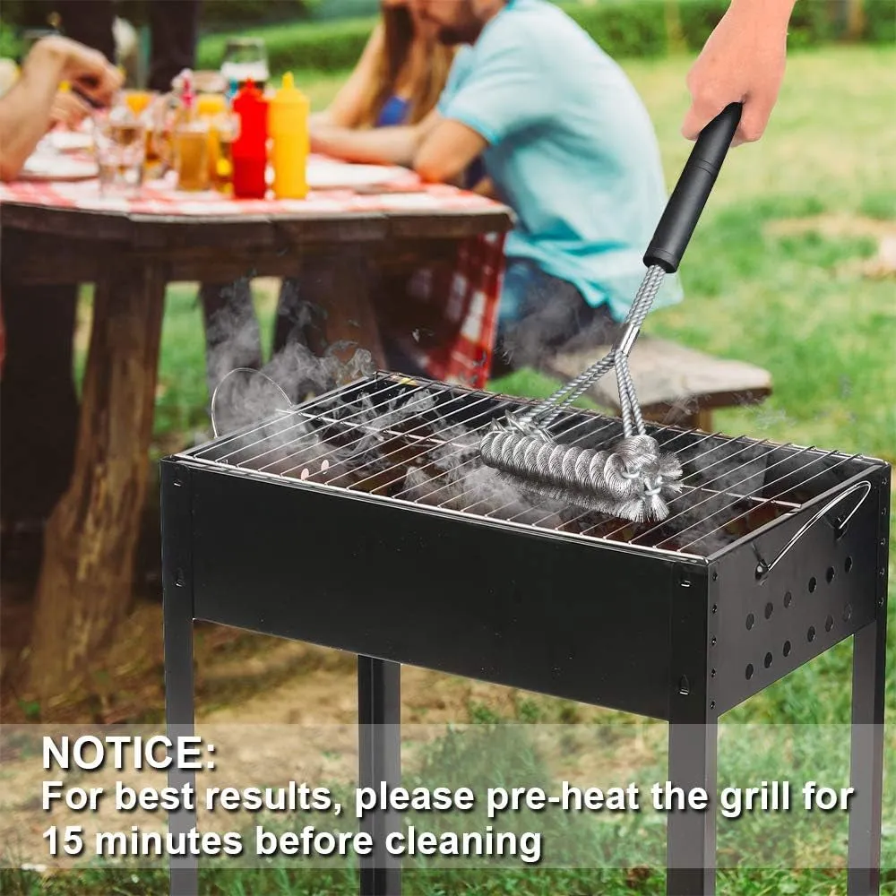 Grill Brush Bristle Free & Wire Combined BBQ Brush - Safe & Efficient Grill Cleaning Brush- 17" Grill Cleaner Brush for Gas/Porcelain/Charbroil Grates - BBQ Accessories Gifts for Men