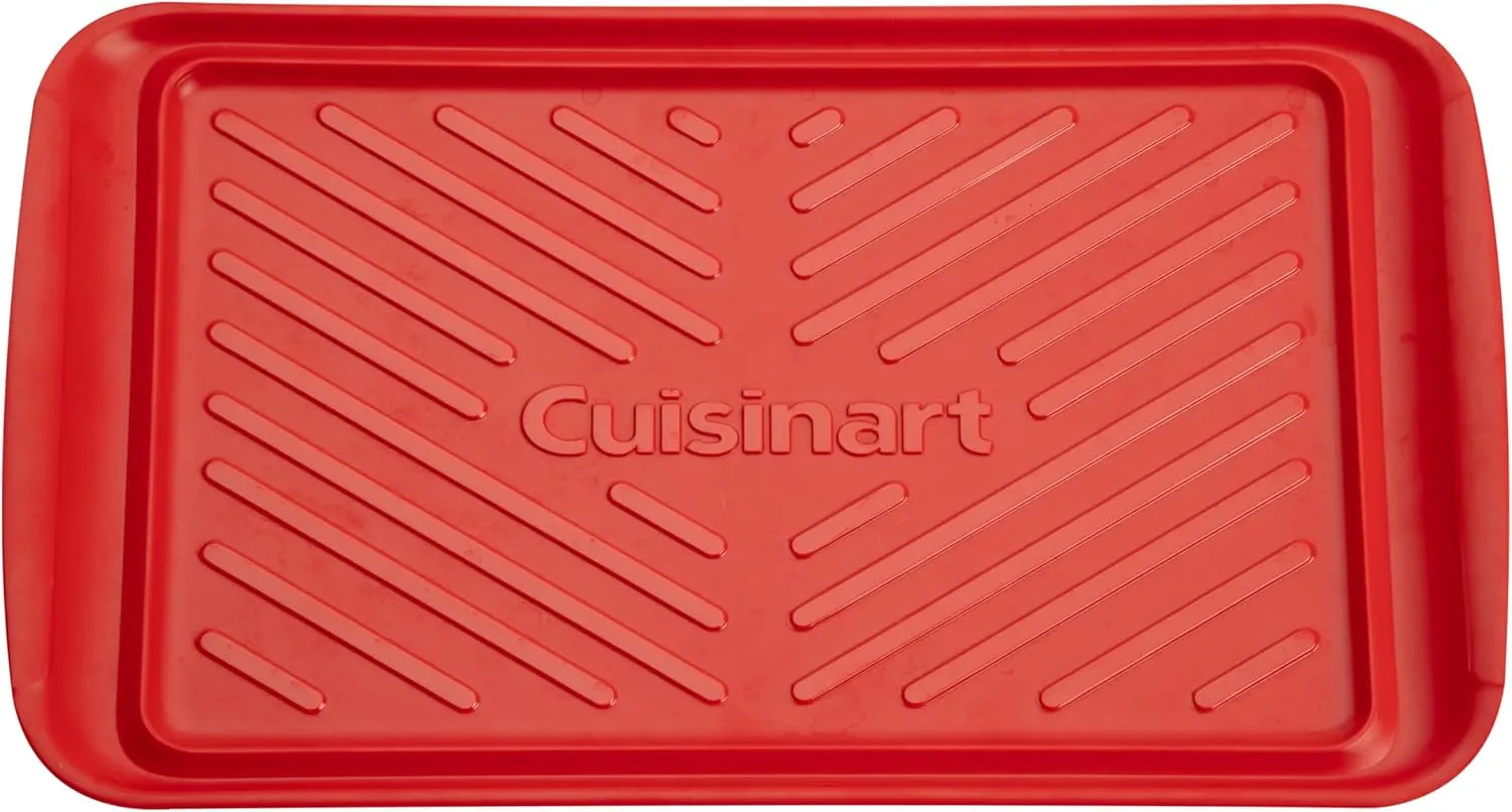 Grilling Prep & Serve Trays, 17X10.5 Inch BBQ Trays Safe for Food Handling, 2 Dishwasher Safe Nesting Trays Black & Red, Perfect Grilling Tray for Cooked & Raw Meat, Fits 6 Burgers