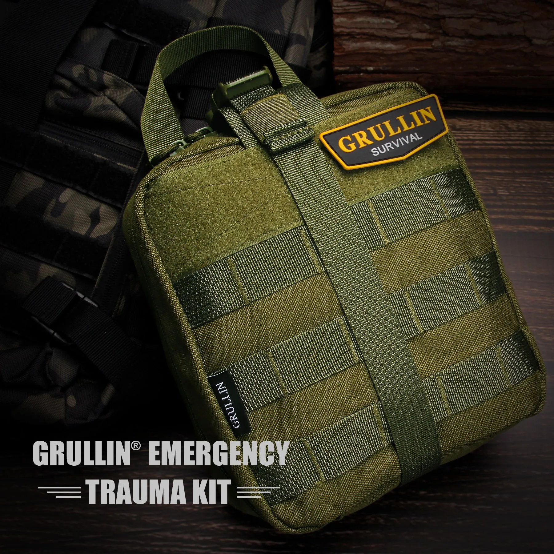 GRULLIN IFAK Trauma First Aid Kit, Tactical Molle Military Emergency Set