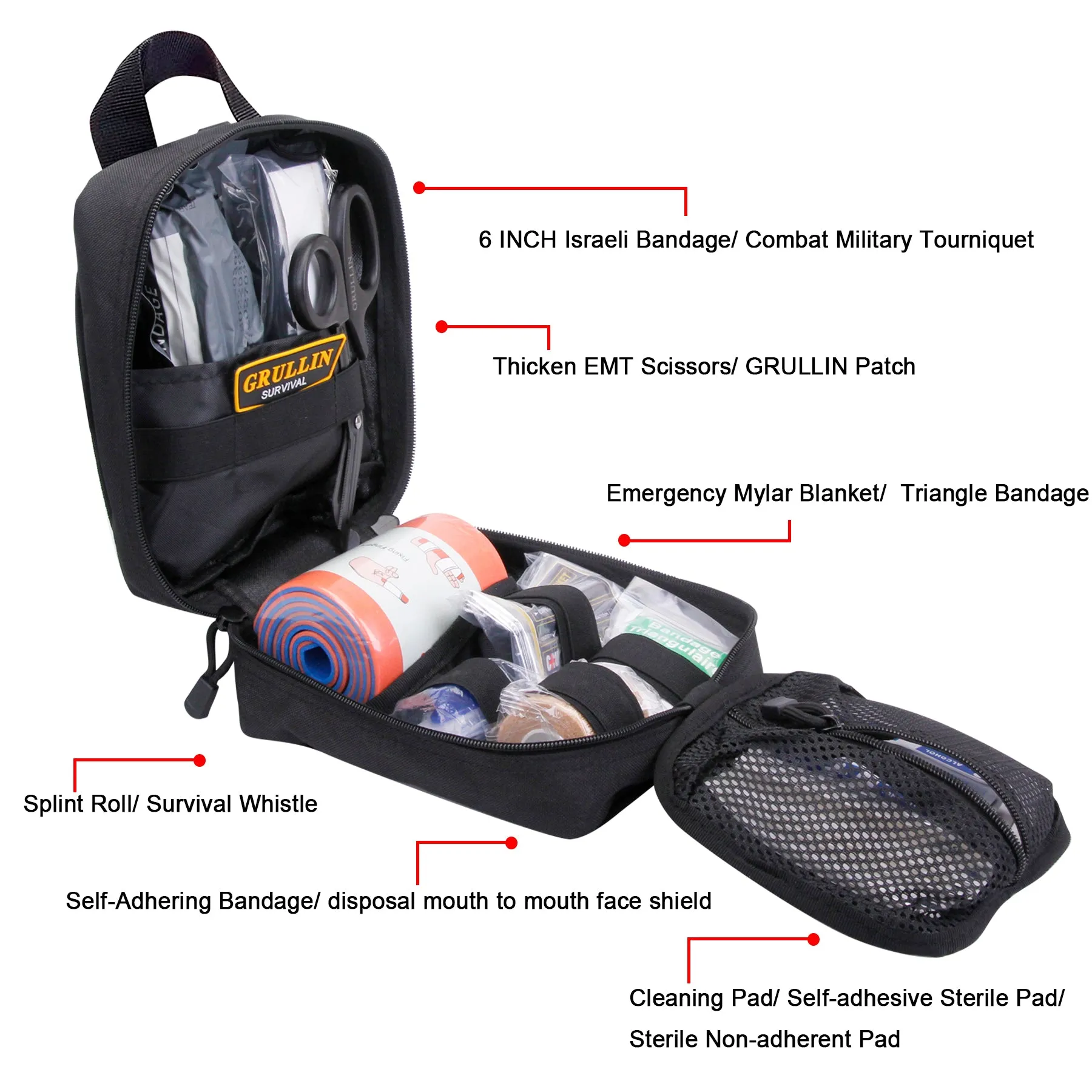 GRULLIN IFAK Trauma First Aid Kit, Tactical Molle Military Emergency Set