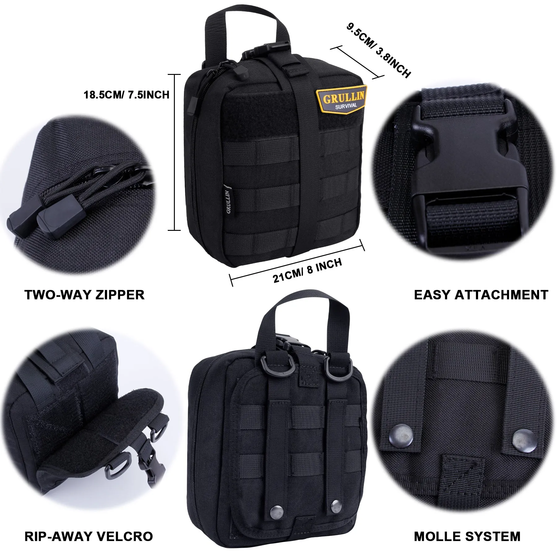 GRULLIN IFAK Trauma First Aid Kit, Tactical Molle Military Emergency Set