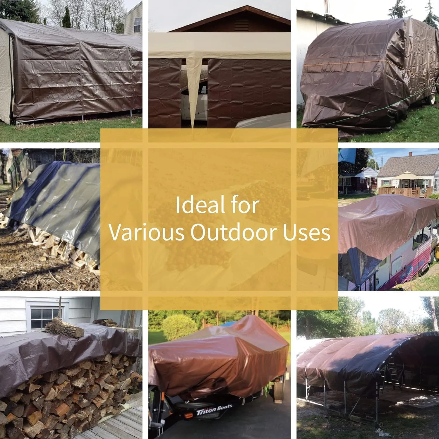 GUARD SHIELD Brown/Green Tarp 10x12 Feet Medium Duty Outdoor Waterproof Multi Purpose Poly Tarps Cover 7mil