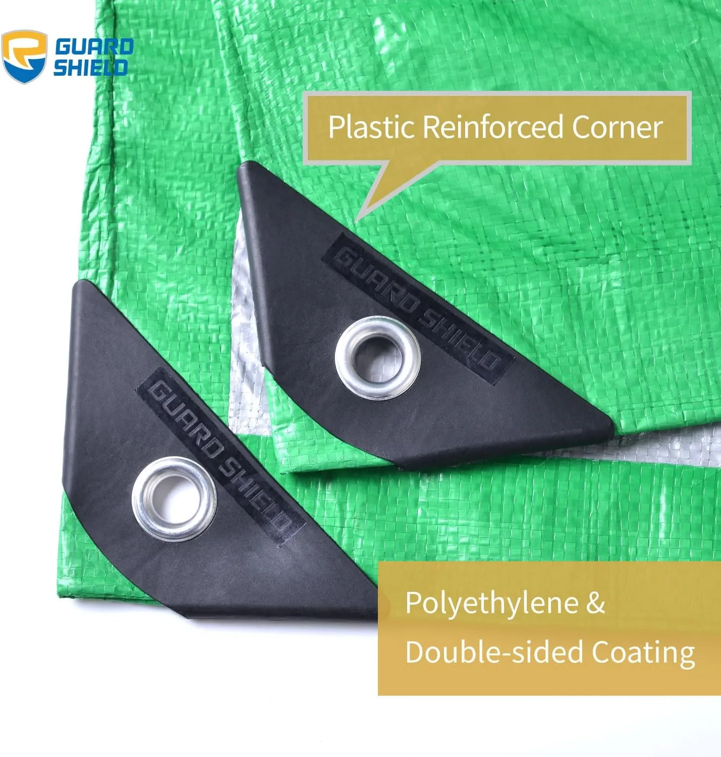 GUARD SHIELD Green/Sliver Tarp 10x20 Feet Waterproof Tarps Lightweight Camping Tarp Outdoor Multi Purpose Poly Cover 6mil