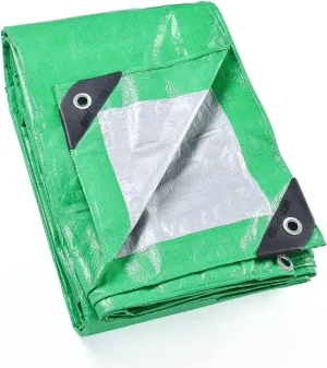 GUARD SHIELD Green/Sliver Tarp 16x20 Feet Waterproof Tarps Lightweight Camping Tarp Outdoor Multi Purpose Poly Cover 6mil
