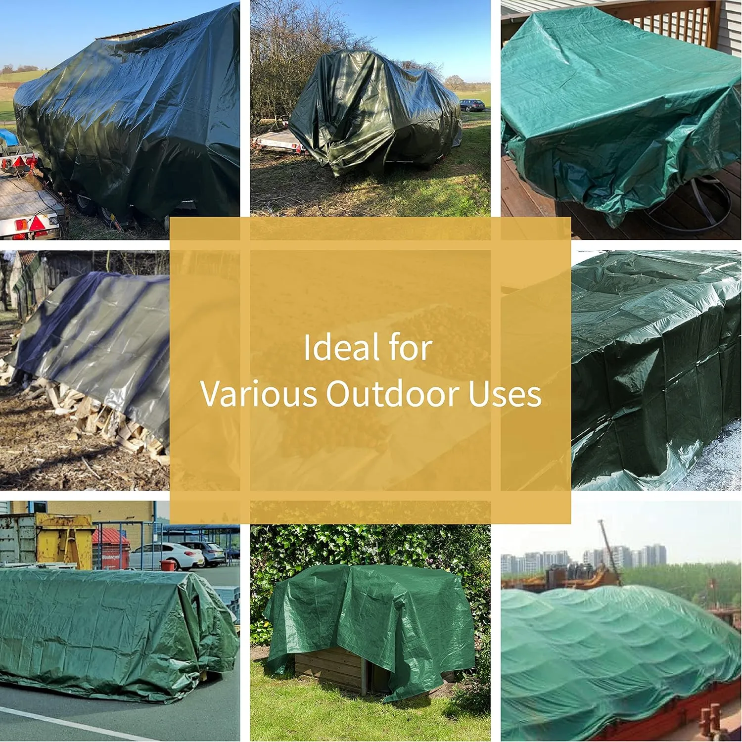 GUARD SHIELD Green/Sliver Tarp 16x20 Feet Waterproof Tarps Lightweight Camping Tarp Outdoor Multi Purpose Poly Cover 6mil