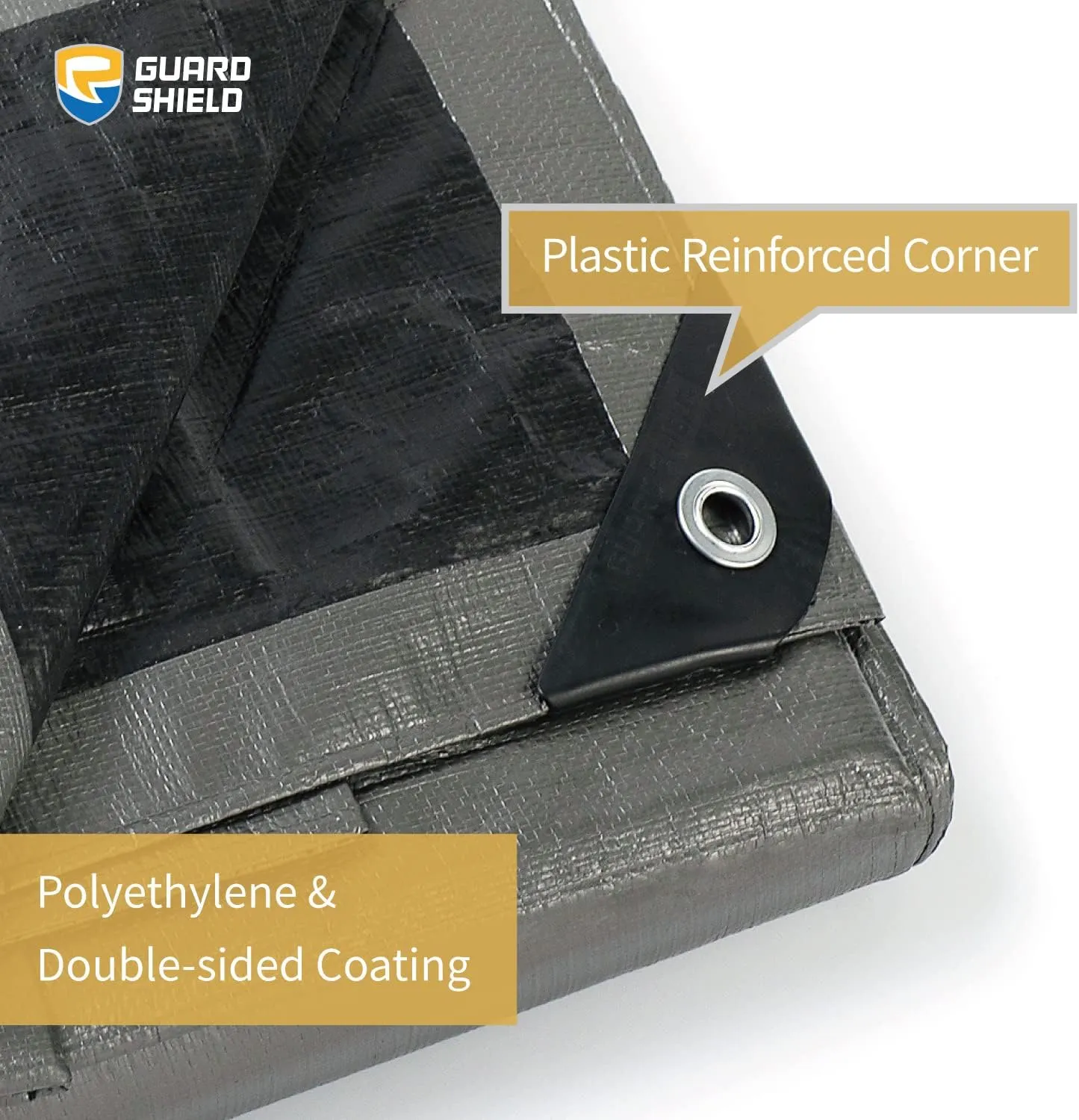 GUARD SHIELD Heavy Duty Tarp 16x20 Feet Silver/Black Multi Purpose Thick Waterproof Poly Tarp Cover 10mil
