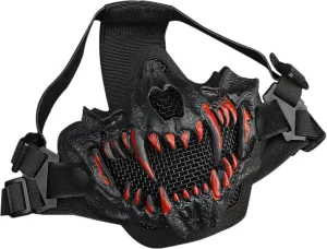 Guayma Airsoft Half Face Skull Masks Tactical Face Protection Mesh Mask for Halloween Cosplay Paintball CS Games