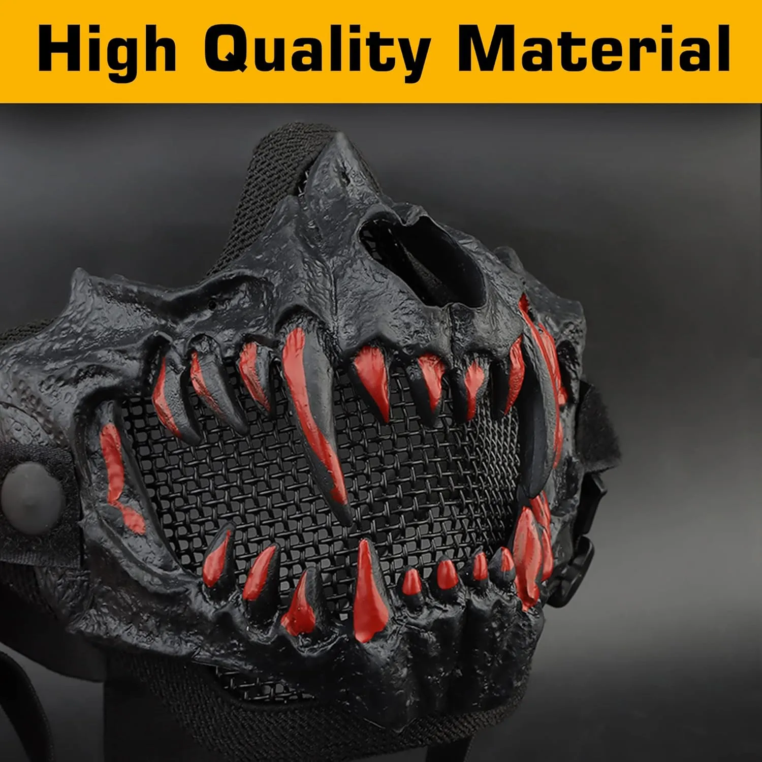 Guayma Airsoft Half Face Skull Masks Tactical Face Protection Mesh Mask for Halloween Cosplay Paintball CS Games