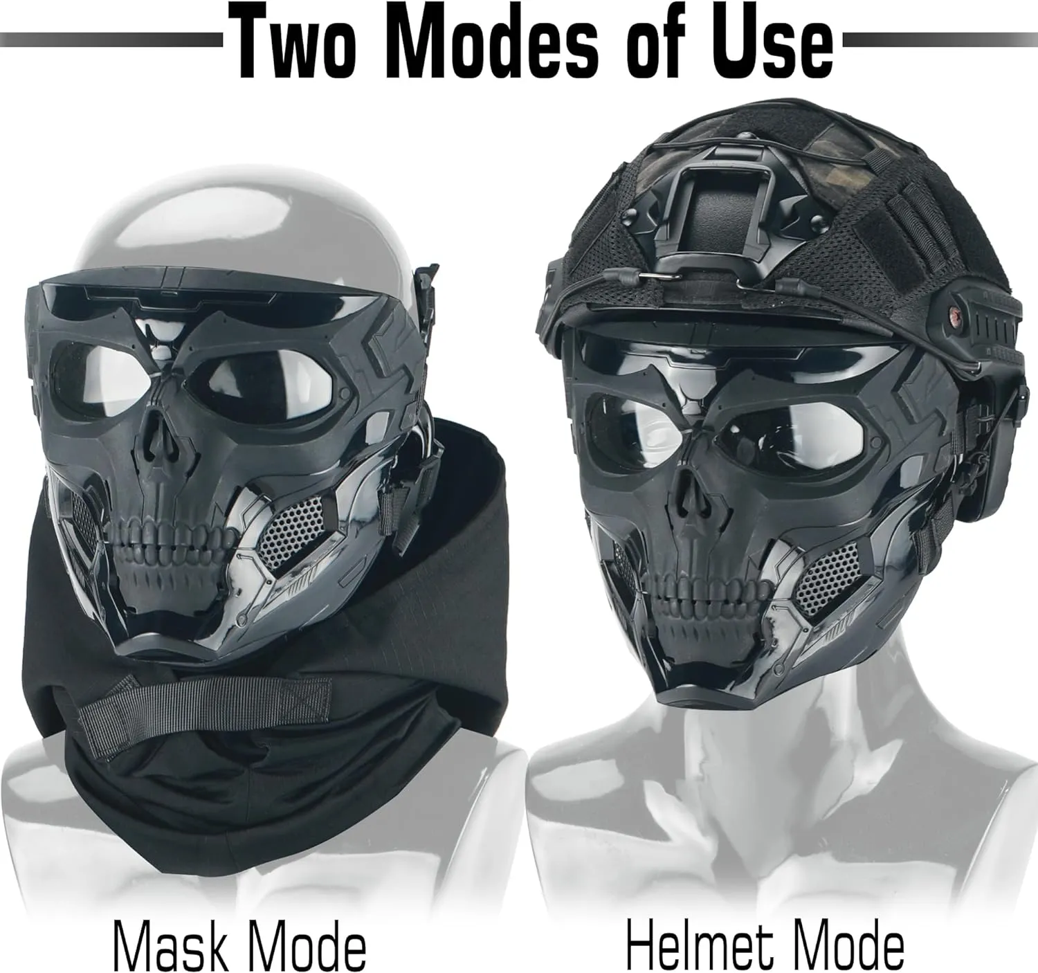 Guayma Airsoft Paintball Mask Tactical Full Face Cyberpunk Mask with Balaclava Headgear for CS Halloween Cosplay Costume Movie Props