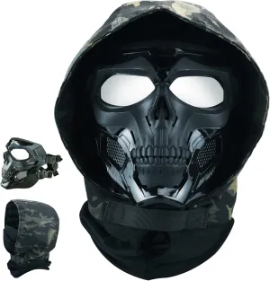 Guayma Airsoft Paintball Mask Tactical Full Face Cyberpunk Mask with Balaclava Headgear for CS Halloween Cosplay Costume Movie Props