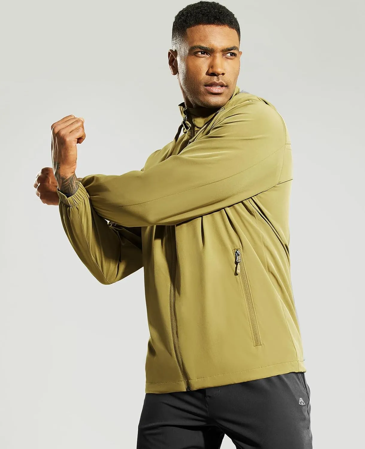 Haimont Men’s Packable Windbreaker with Hood Lightweight Windproof Water Resistant Hooded Jacket for Running Hiking Travel