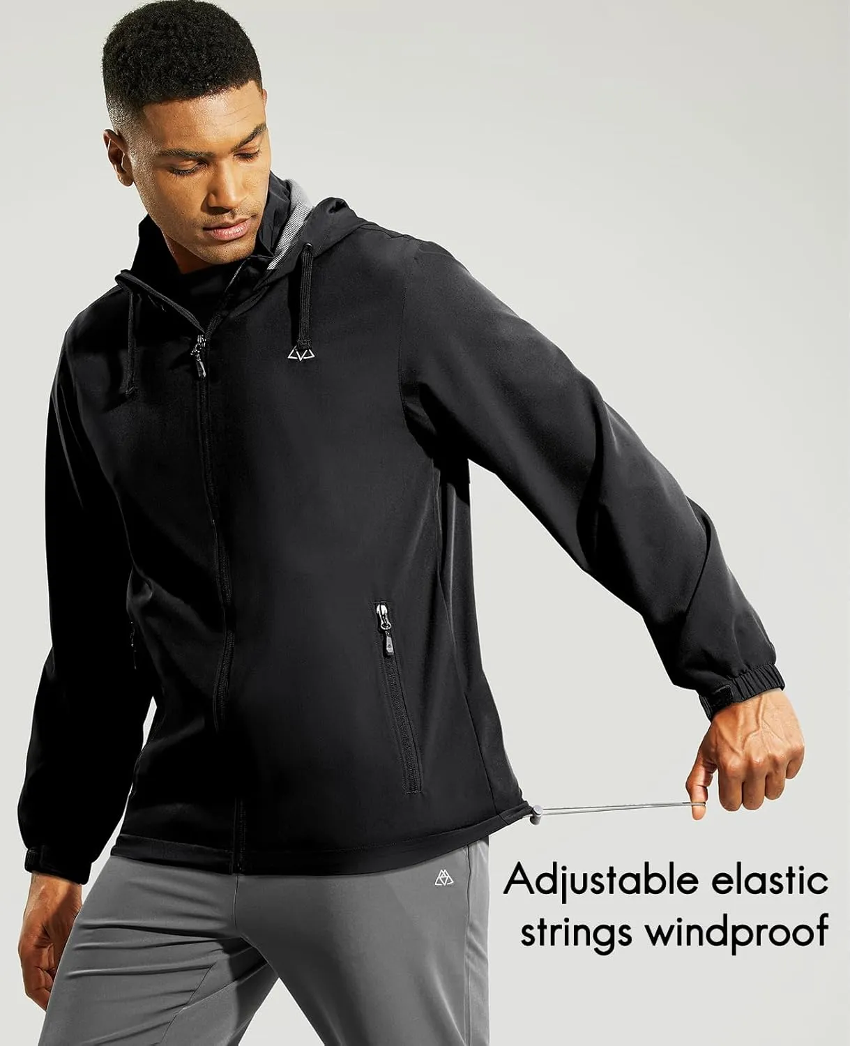Haimont Men’s Packable Windbreaker with Hood Lightweight Windproof Water Resistant Hooded Jacket for Running Hiking Travel