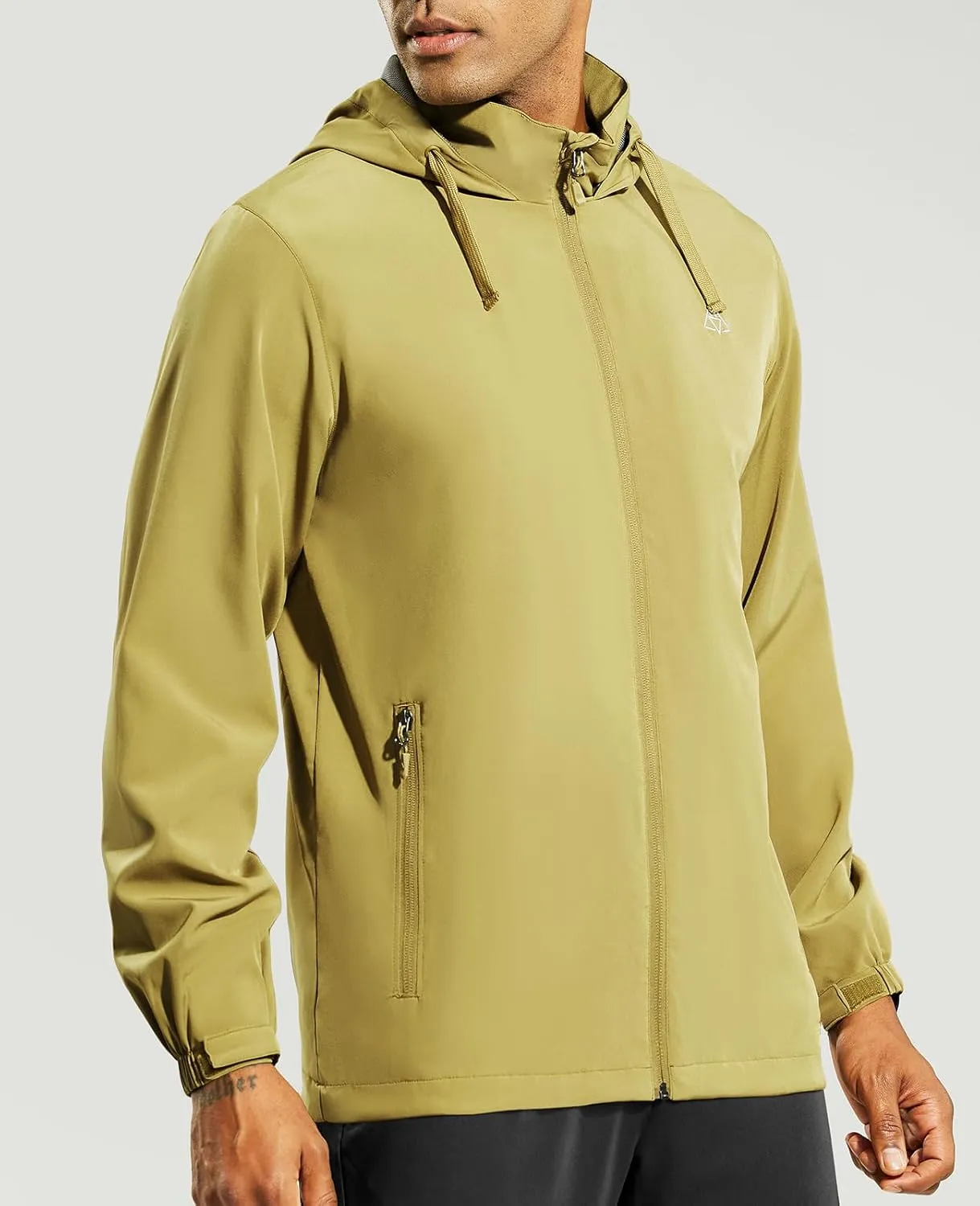 Haimont Men’s Packable Windbreaker with Hood Lightweight Windproof Water Resistant Hooded Jacket for Running Hiking Travel