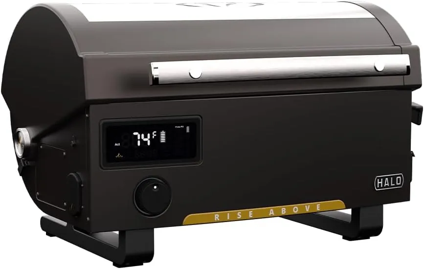 HALO Prime300 Countertop Pellet Grill | Rechargeable Battery Powered Pellet Grill | Cordless | Outdoor Kitchen, Camping and Tailgate Ready (300)
