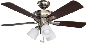 Hampton Bay 68144 44 in. LED Indoor Brushed Nickel Ceiling Fan