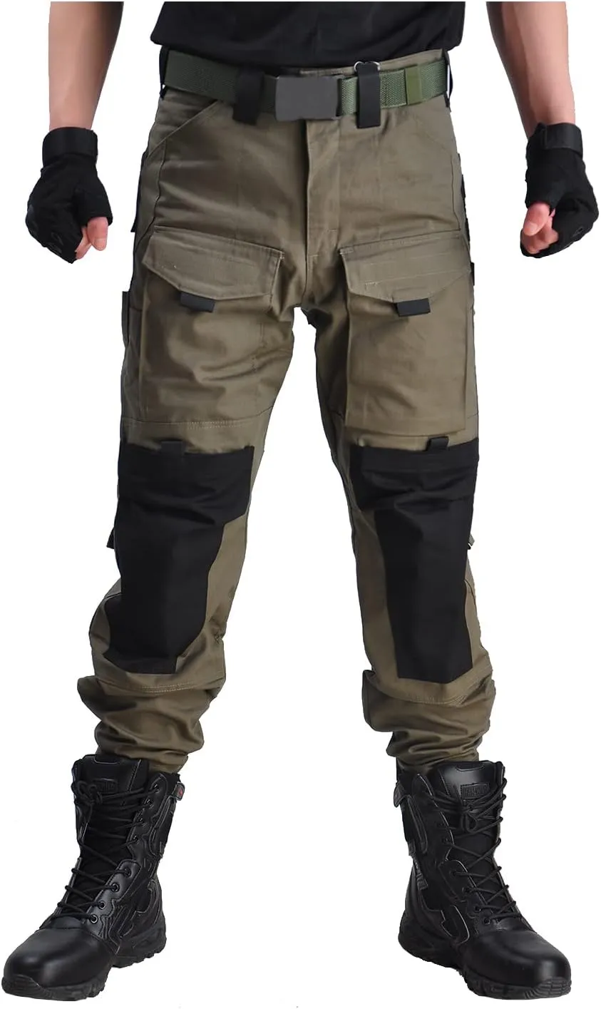 HAN·WILD Men's Combat Pants Tactical Military Pant with Knee Pads Airsoft Hiking Trousers