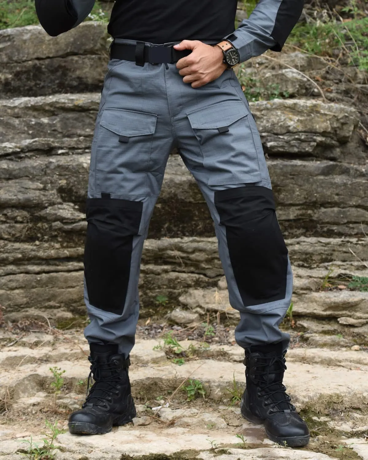 HAN·WILD Men's Combat Pants Tactical Military Pant with Knee Pads Airsoft Hiking Trousers