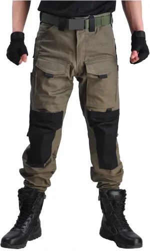 HAN·WILD Men's Combat Pants Tactical Military Pant with Knee Pads Airsoft Hiking Trousers