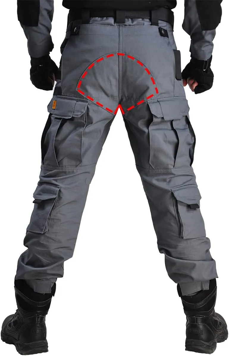 HAN·WILD Men's Combat Pants Tactical Military Pant with Knee Pads Airsoft Hiking Trousers