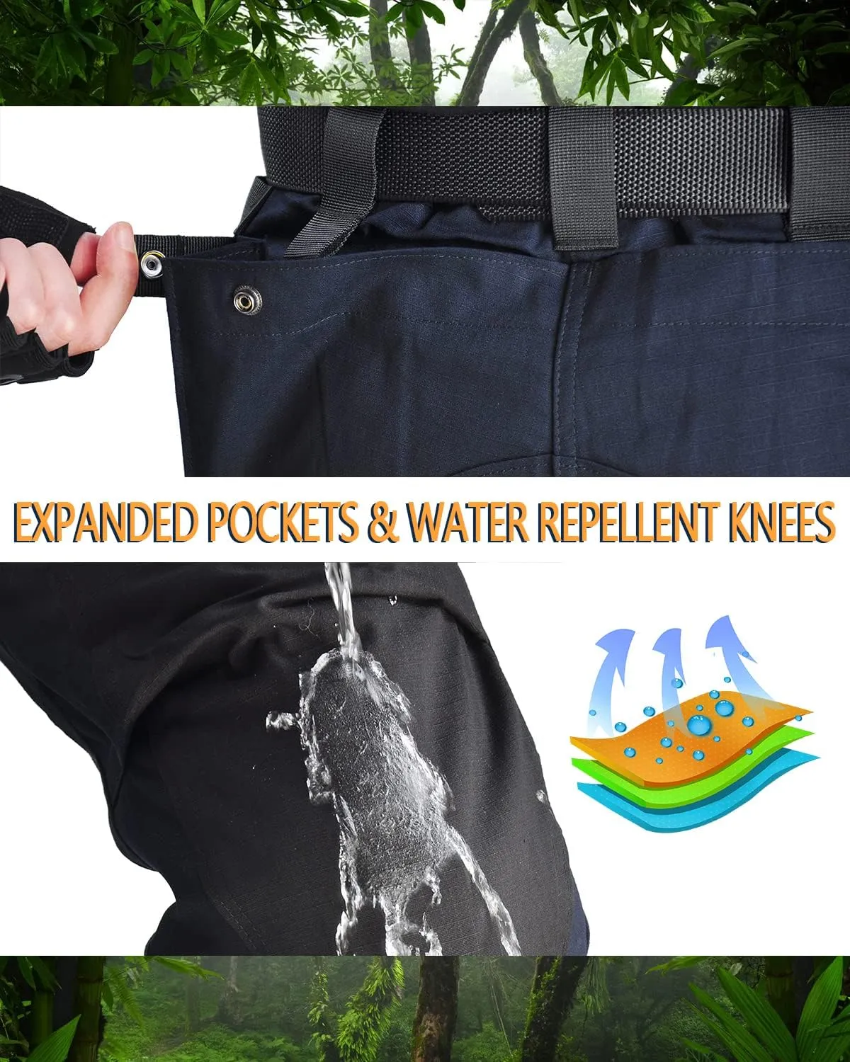HAN·WILD Men's Combat Pants Tactical Military Pant with Knee Pads Airsoft Hiking Trousers