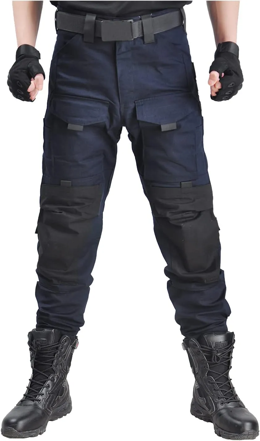 HAN·WILD Men's Combat Pants Tactical Military Pant with Knee Pads Airsoft Hiking Trousers