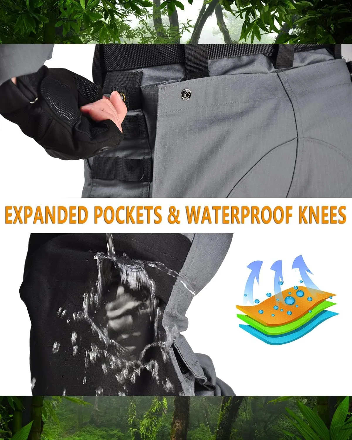 HAN·WILD Men's Combat Pants Tactical Military Pant with Knee Pads Airsoft Hiking Trousers