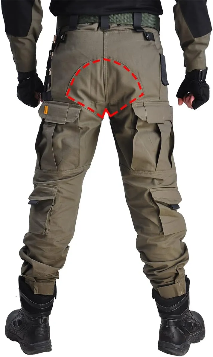 HAN·WILD Men's Combat Pants Tactical Military Pant with Knee Pads Airsoft Hiking Trousers
