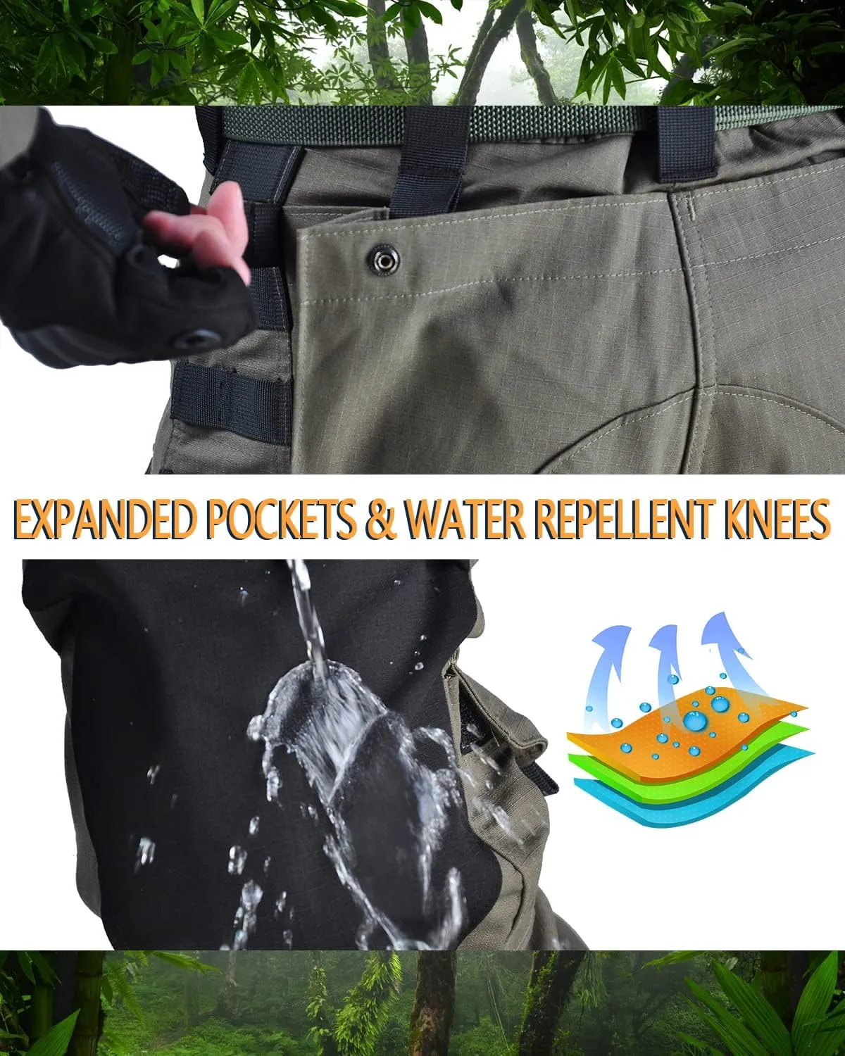 HAN·WILD Men's Combat Pants Tactical Military Pant with Knee Pads Airsoft Hiking Trousers