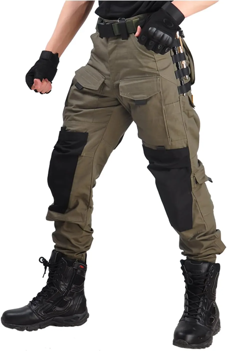 HAN·WILD Men's Combat Pants Tactical Military Pant with Knee Pads Airsoft Hiking Trousers