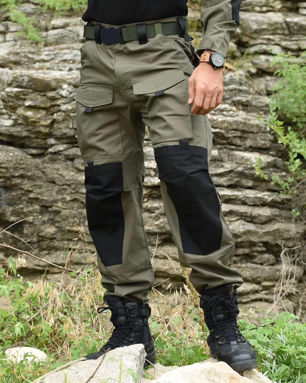 HAN·WILD Men's Combat Pants Tactical Military Pant with Knee Pads Airsoft Hiking Trousers
